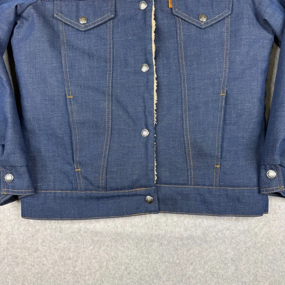 Vintage Levis Jacket Womens‎ Medium Blue Denim 70s Orange Tab Big E Trucker USA